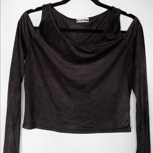 Open shoulder velvet top
